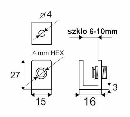 Držiak sklenenej police, 6-10 mm brúsená konzola