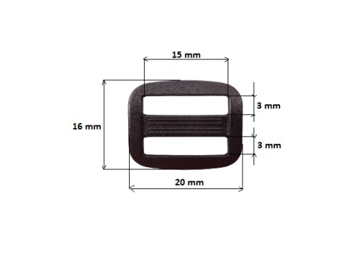 Plastový rám regulátora 15 mm, 10 kusov, čierny