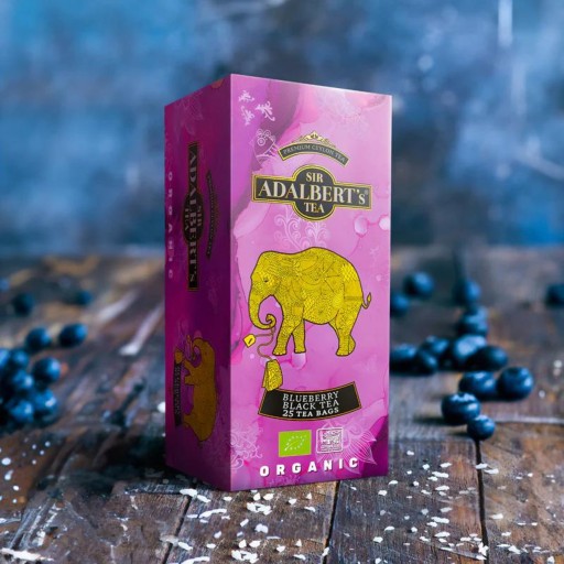 Čučoriedkový Bio Sir Adalbert's Express čierny čaj 25 vrecúšok 50g