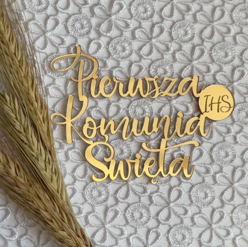 Prvé sväté prijímanie IHS Bočná ozdoba na tortu Zlaté PLEXI zrkadlo