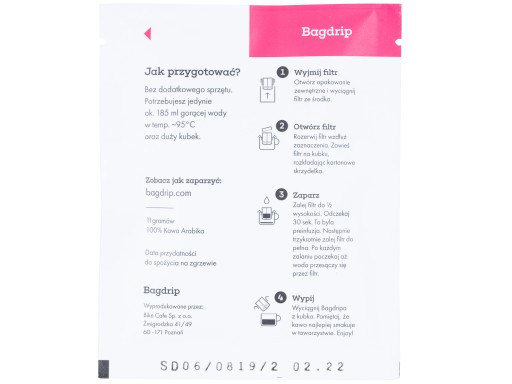 BAGDRIP COFFEE DRIP TRAVEL vrecúško 11g COLUMBIA