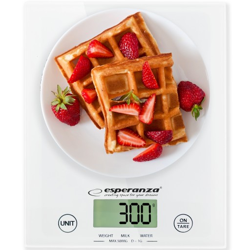 ELEKTRONICKÁ KUCHYŇSKÁ VÁHA BIELE SKLO PRESNÝ LCD DOTYKOVÝ 5KG
