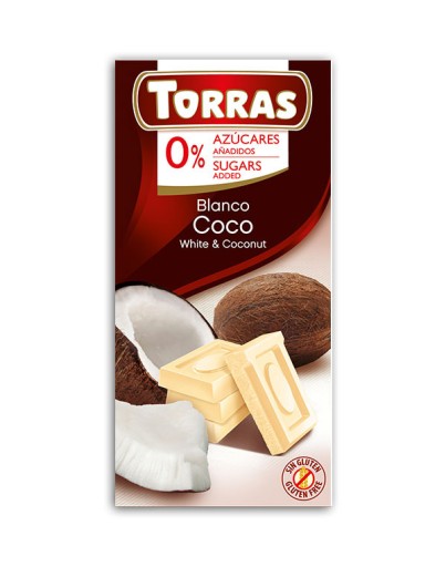 Torras biela čokoláda s kokosom bez cukru