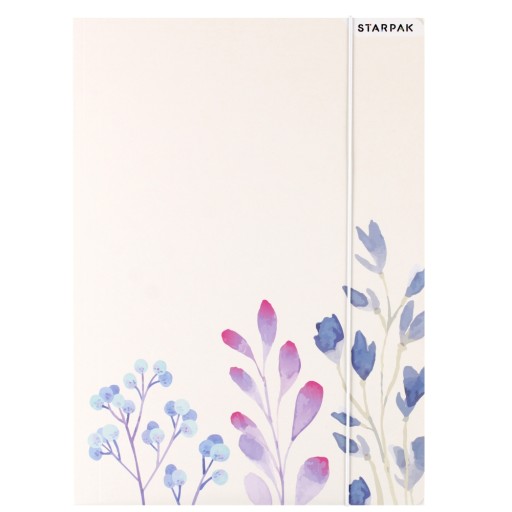 A4 JEDNODUCHÝ PAPIEROVÝ ZLOŽKA s gumičkou, biela s priečinkami FLOWERS STARPAK Bloom