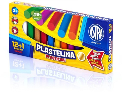 ASTRA školská plastelína 13 INTENZÍVNYCH FARIEB (12+1) mäkká v kufríku x 2