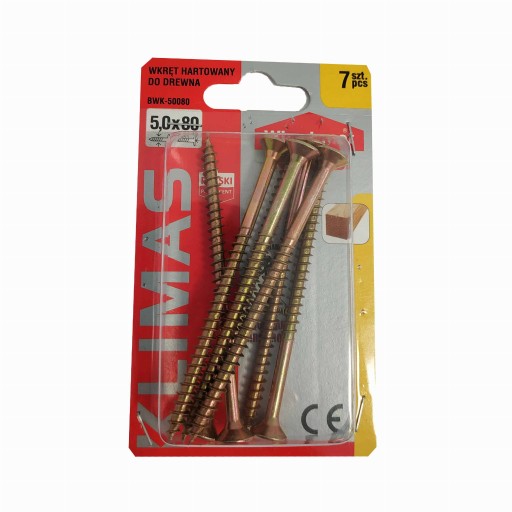 Tvrdené skrutky do dreva fi 5x80 blister 7 ks.