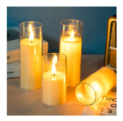 LED VLOŽKA SVIEČKY V PÚDE Z TMAVÉHO SKLA 9,5 x 6,5 cm ECRU