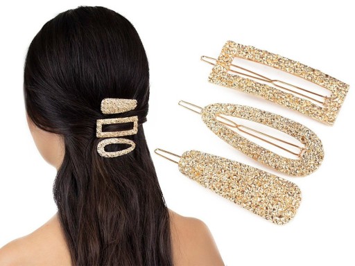 HAIR CLIPS sada spôn - zlatá farba - 3 kusy