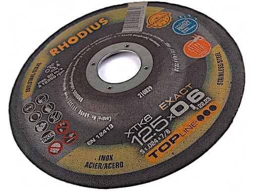 RHODIUS rezací kotúč na kov 125 x 0,6 ČIERNA OCEL, INOX, ALU