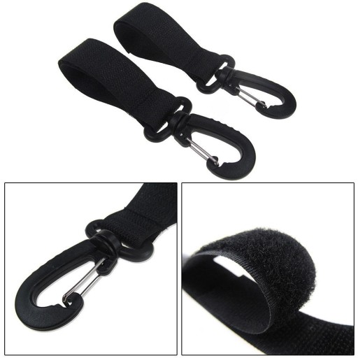 SET 2x HÁČIK HÁČEK ÚCHYTKA NA NÁKUPNÚ TAŠKU NAKUPOVANIE SO HÁČKOM NA VELCRO ČIERNA
