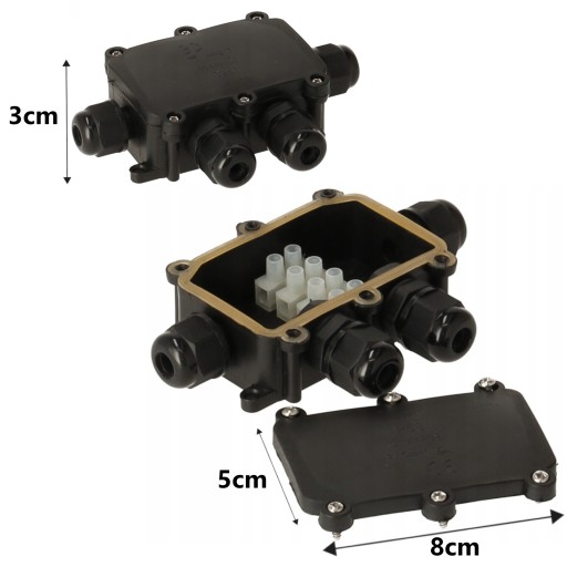 Hermetický elektrický box s tlmivkami 4x IP68 na záhradnú pôdu