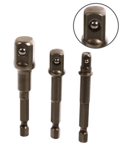 Adaptéry pre nástrčné skrutkovače 1/4'' 3/8'' 1/2'' JOBI