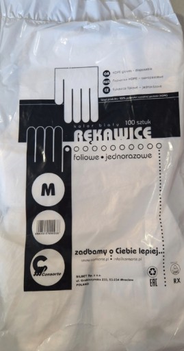 HDPE fóliové rukavice, 100 ks, taška, veľkosť M