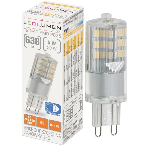 Žiarovka LED G9 malá T20 5W=50W SMD 638lm 360° halogénová silná bez blikania