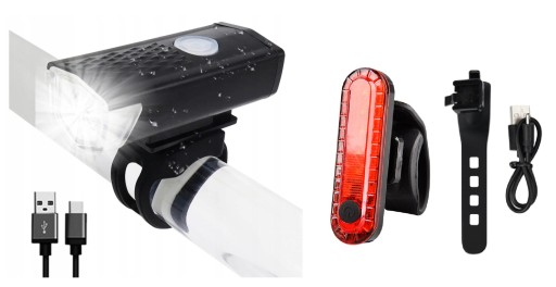 LED BIKE SVETLO PREDNÉ ZADNÉ BICYKLE SADA USB Osvetlenie batérie