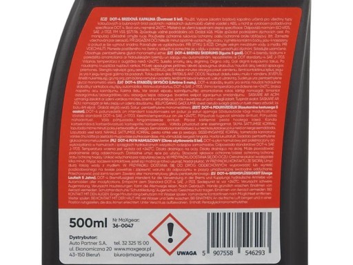 BRZDOVÁ KVAPALINA DOT4 MAXGEAR 0,5L
