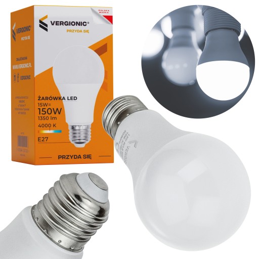 LED ŽIAROVKA 15W = 150W NEUTRÁLNA FARBA 4000K 1350lm E27 A60 závit