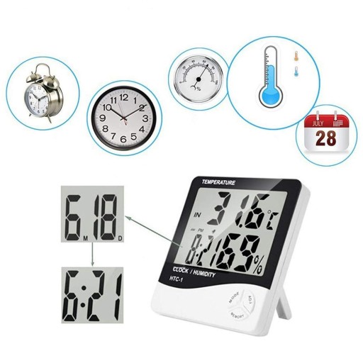 DIGITÁLNY TEPLOMER Vlhkomer METEOSTANICA HODINY Vlhkomer