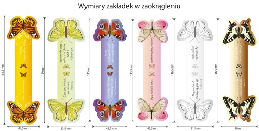 Magnetická záložka - motýle, 6 kusov, citáty