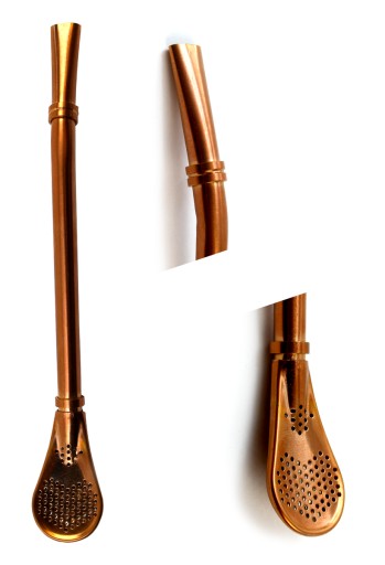 Bombilla yerba mate filtračná slamka Al 221 Rose Gold 15,5 cm