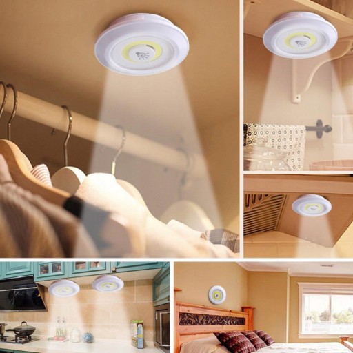 3x COB LAMPA BEZDRÔTOVÁ SAMOLEPIACA BATÉRIOVÁ LAMPA 2 REŽIMY + DIAĽKOVÉ OVLÁDANIE