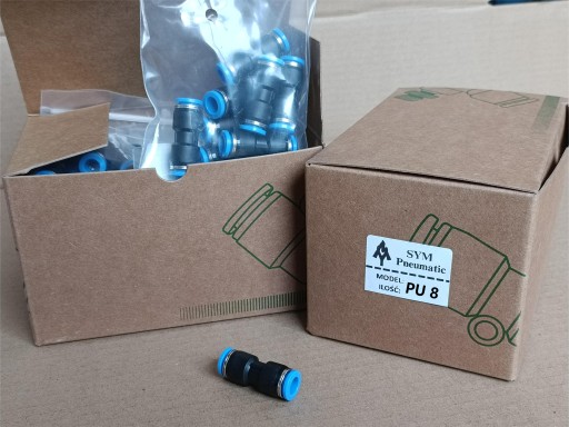 Pneumatický zásuvný priamy konektor fi 8mm rovný konektor plastový PU 8