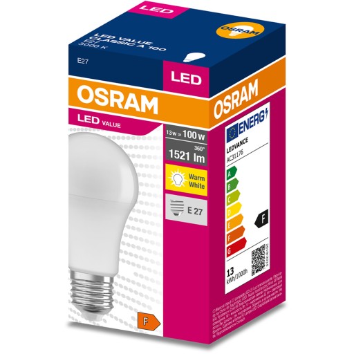 E27 A60 LED žiarovka 13W = 100W 1521lm 3000K OSRAM