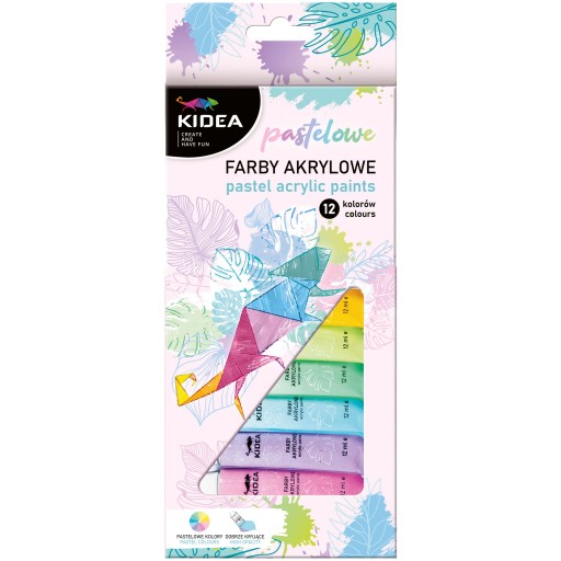 AKRYLOVÉ FARBY PASTELOVÁ TUBA 12ml 12 FARIEB KIDEA