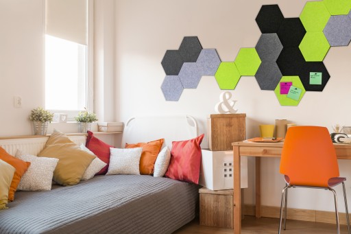 ŠESŤUHNÍKOVÝ NÁSTENNÝ PANEL, DEKORATÍVNY, ZVUČNÝ, PLSTENÝ RUŽOVÝ RUŽOVÝ