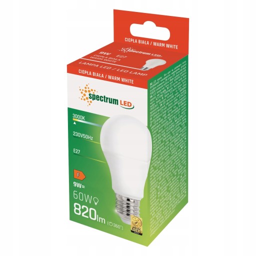LED žiarovka BIELE E27 TEPLÁ 230V 9W 820lm 3000K