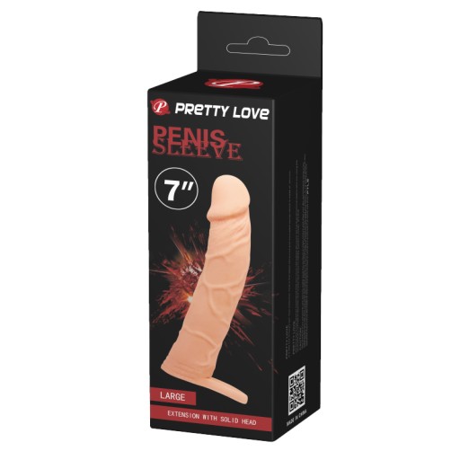 Predlžovací návlek na penis, veľký, hrubý, 18 cm rukáv