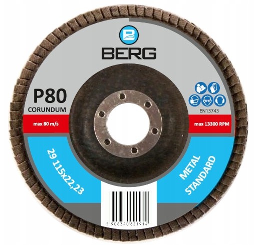 BERG KOVOVÉ KORUNDOVÉ KOLIESKO A80 P80 125x22,23 GR80 125X22 GR 80