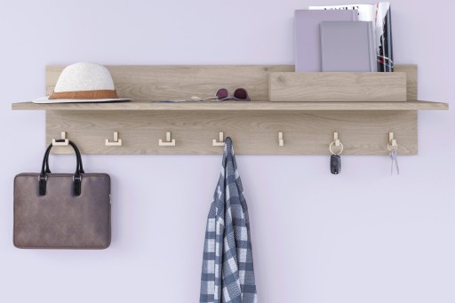 LOFT Jednoduchý nástenný vešiak na nábytok 201, matný ČIERNY