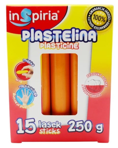 ORANŽOVÁ školská plastelína 15 tyčiniek 250g Inspiria 9882