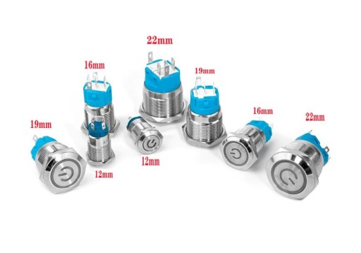 Tlačidlový spínač 19mm, podsvietená LED 230V bi