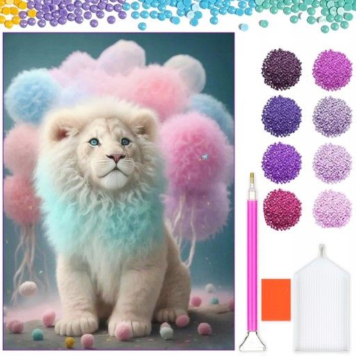 DIAMANTOVÁ VÝŠIVKA Diamantová maľba mozaika Diamantový set pre deti Lion