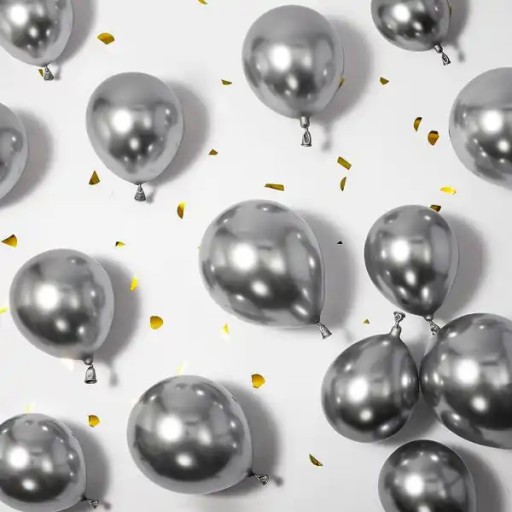 Kovové strieborné CHROME balóniky na girlandy, 5 palcov, 50 kusov