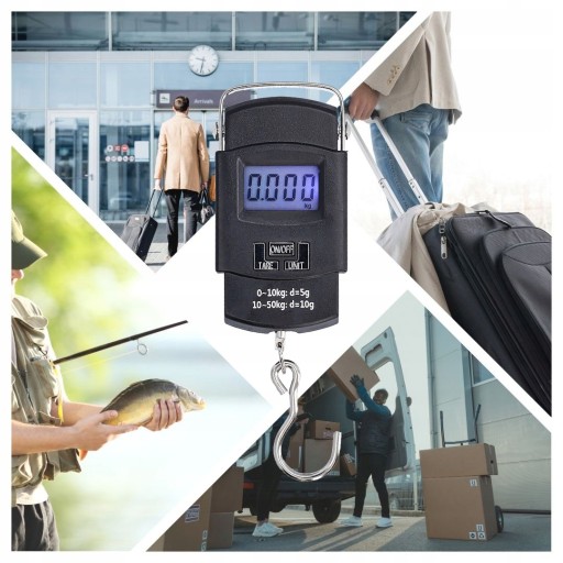 V2 RYBÁRSKA CESTOVNÁ DIGITÁLNA váha s háčikom 50 kg VÁŽENIE BATOŽINY