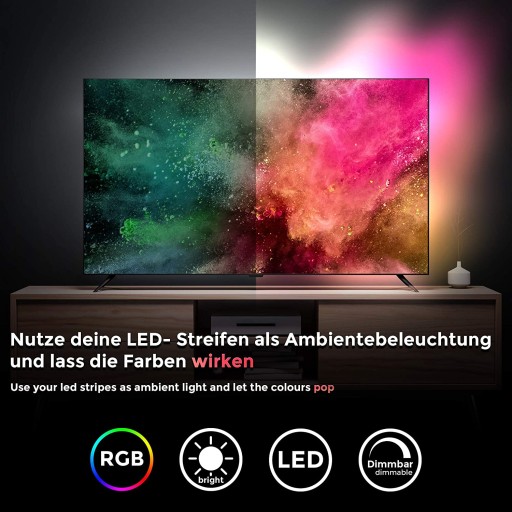 LED PÁS 10W - 2m - USB S DIAĽKOVÝM - PODSVIETENÍM TV