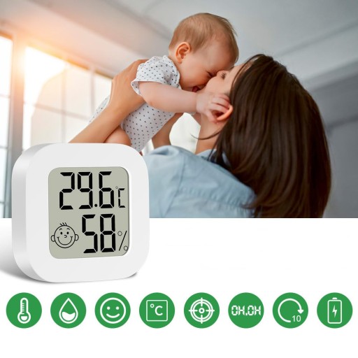 ELEKTRONICKÝ PRIESTOROVÝ TEPLOMER DIGITÁLNY vlhkomer METEOSTANICA + BATÉRIA