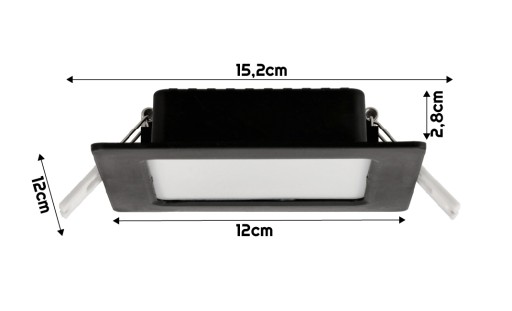 LED stropné svietidlo, zápustné, zápustné, 6W, 660lm, 4000K, čierne