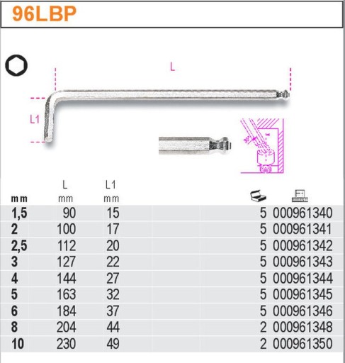 INBUS LOCK LOCK KEY 2,5 GULIČKA DLHÁ BETA