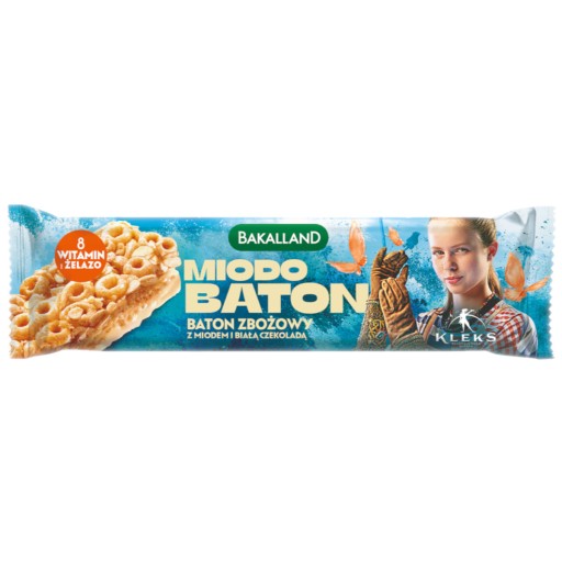 Miodobaton cereálna tyčinka s medom a bielou čokoládou 25g. KLEKS BAKALLAND