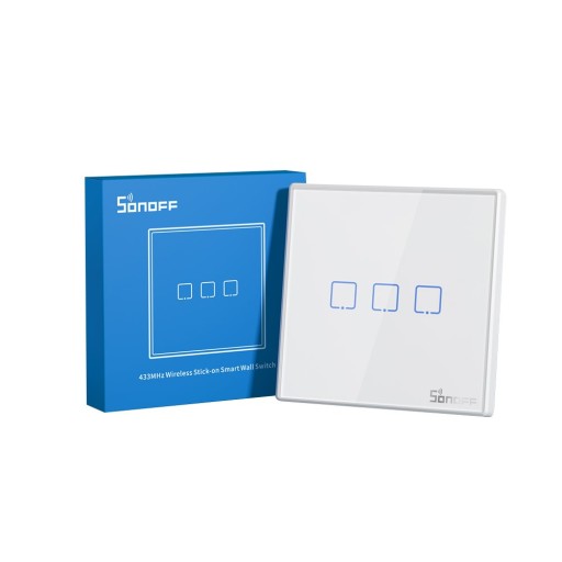 Bezdrôtový spínač svetiel Sonoff 433 MHz T2EU2C-RF (2-kanálový)