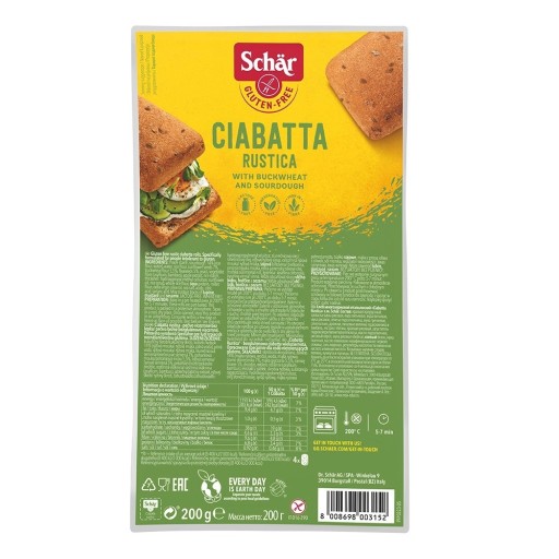 SCHAR Rustica Ciabatta, viaczrnná, bezlepková, 200g