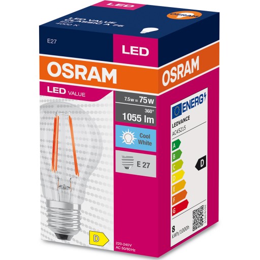 LED FILAMENT E27 žiarovka 7,5W 75W A60 4000K OSRAM
