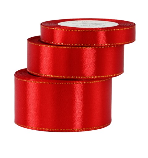 Saténová saténová stuha GOLD STRIPES, 12mm/18mb, 12 farieb na výber
