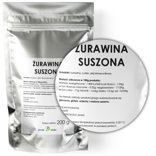 SUŠENÉ BRUSNICE, čerstvé, bez konzervantov, 200g