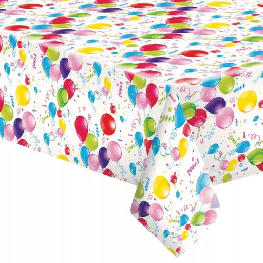 Obrus, papier, farebné balóny, 180 cm x 120 cm, na narodeninový grilovací stôl GARDEN