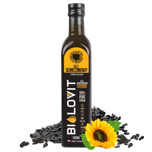 Slnečnicový olej lisovaný za studena 500 ml nerafinovaný, nefiltrovaný